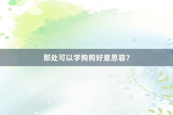 那处可以学狗狗好意思容？